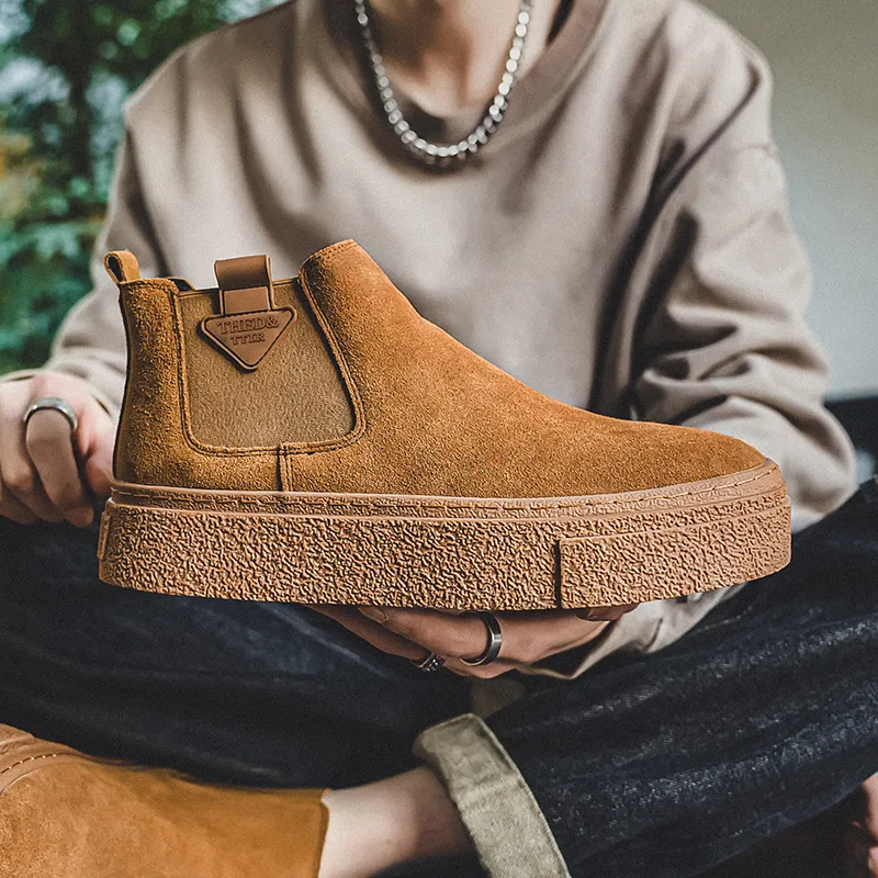 WEISHIBANGWEI Short Chelsea Boots Medium Heel Men's-21