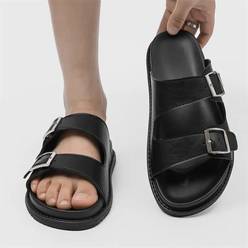 WEISHIBANGWEI Slip Resistant Odor Resistant Slide Slippers Men's Black-2