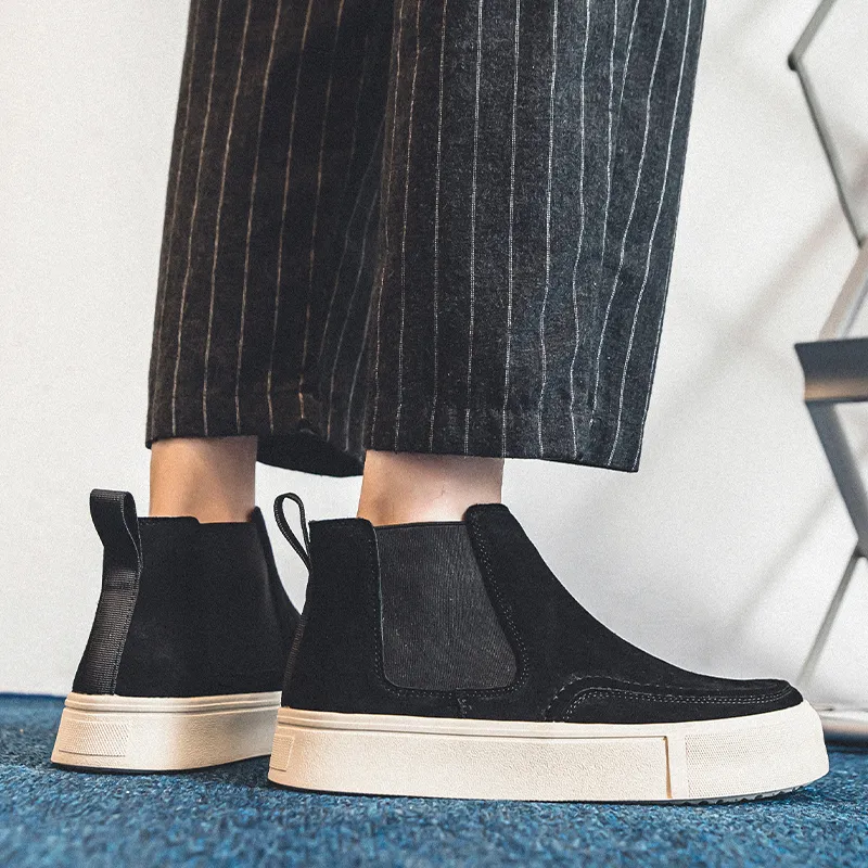 WEISHIBANGWEI Short Chelsea Boots Medium Heel Men's-43