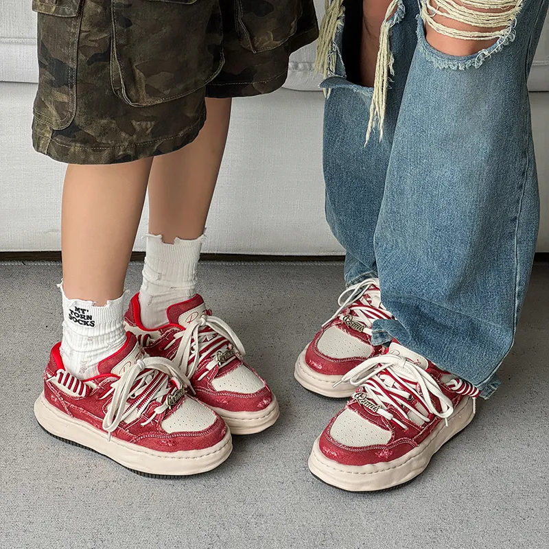 WEISHIBANGWEI Canvas Shoes Unisex Red-2