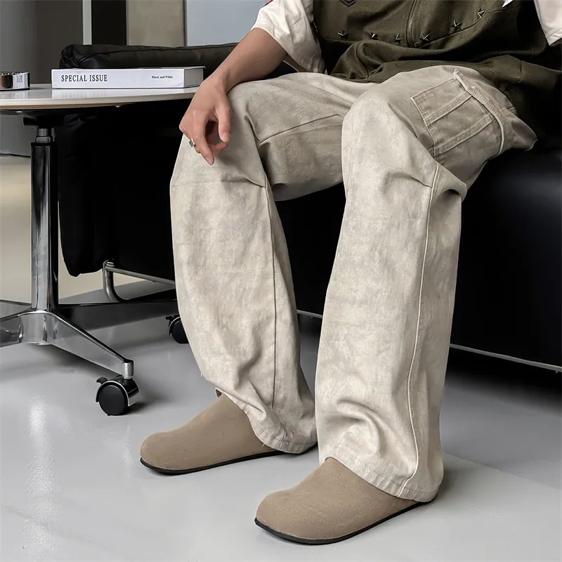 WEISHIBANGWEI Rubber Sole Closed Toe Slippers Unisex Camel-3