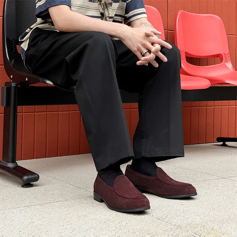 WEISHIBANGWEI Loafers Men's Red-4