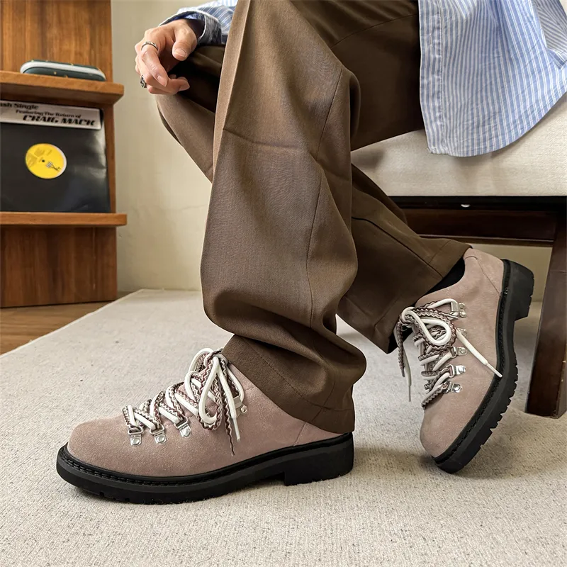 WEISHIBANGWEI Low Top Casual Shoes Men's Beige Brown-6