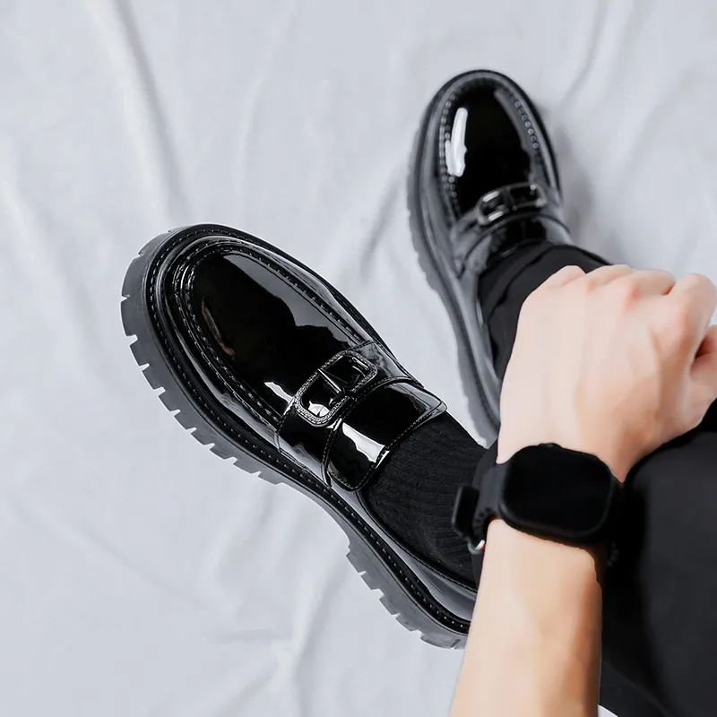 WEISHIBANGWEI Loafers Men's Black-4