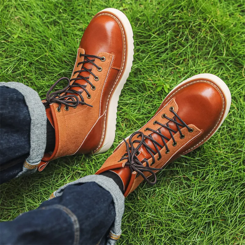 WEISHIBANGWEI Ankle Boots Men's Brown-6