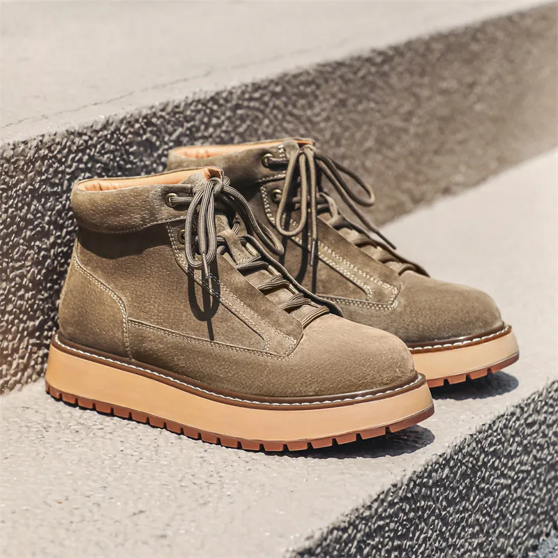 WEISHIBANGWEI Short Martin Boot Men's Khaki-2