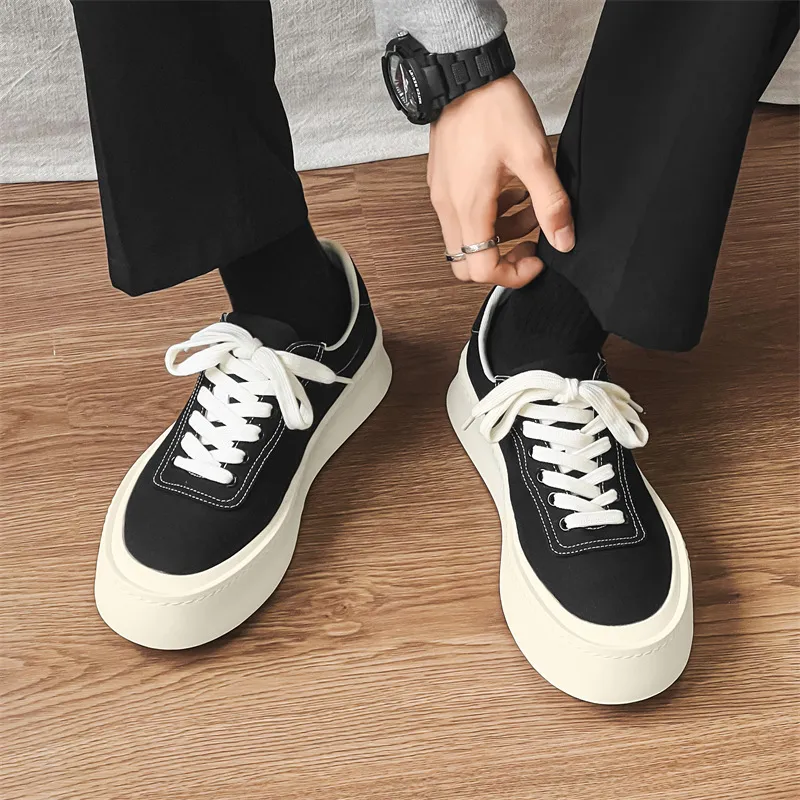 WEISHIBANGWEI Breathable Height Increasing Wear Resistant Slip Resistant Low Top Canvas Shoes Men's-5