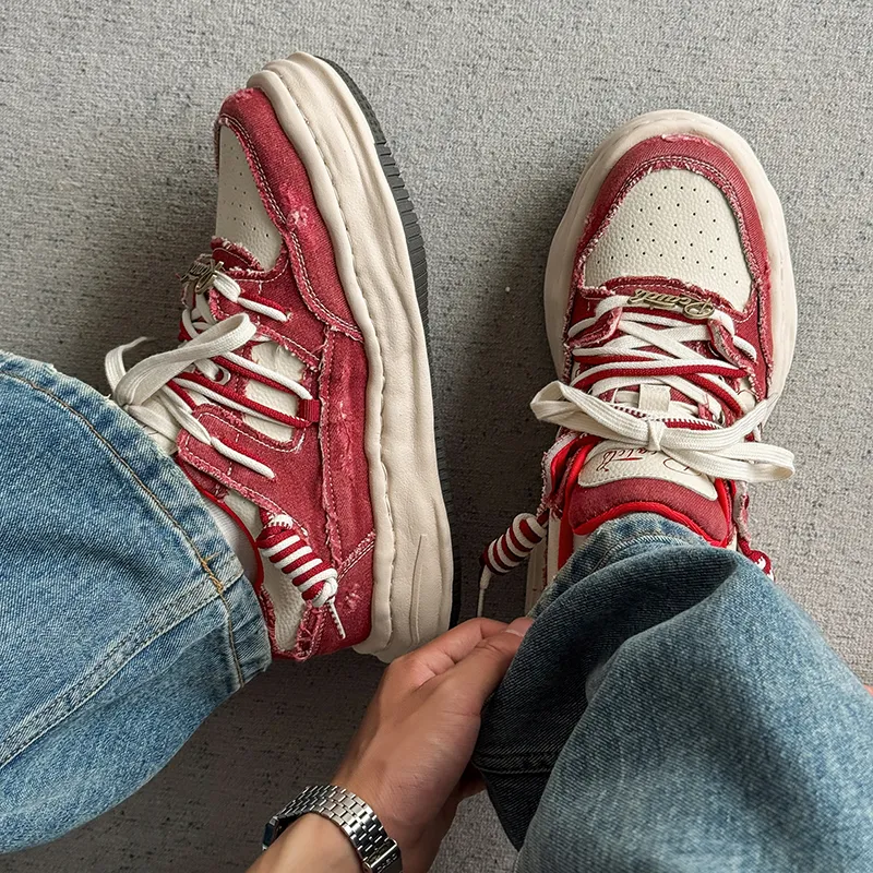 WEISHIBANGWEI Canvas Shoes Unisex Red-4
