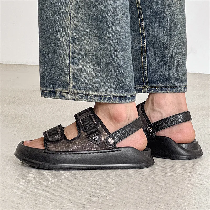 WEISHIBANGWEI Beach Sandals Men's Black-6