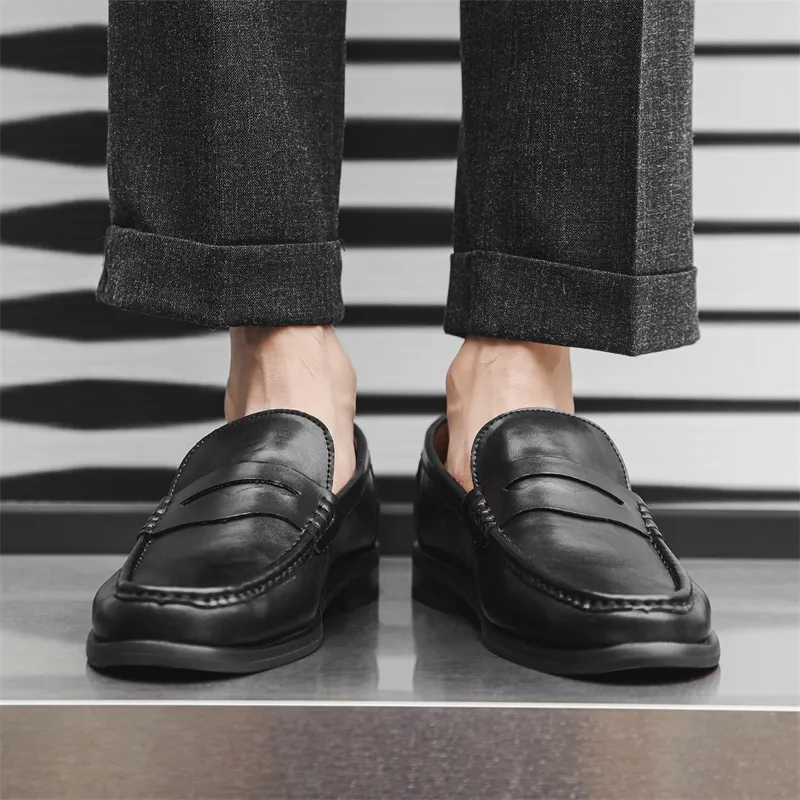 WEISHIBANGWEI Loafers Unisex Black-6