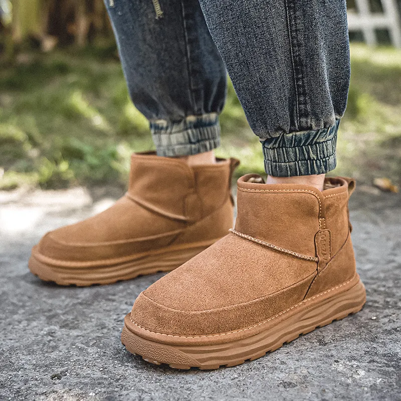 WEISHIBANGWEI Snow Boots Men Chestnut Brown/Black-6