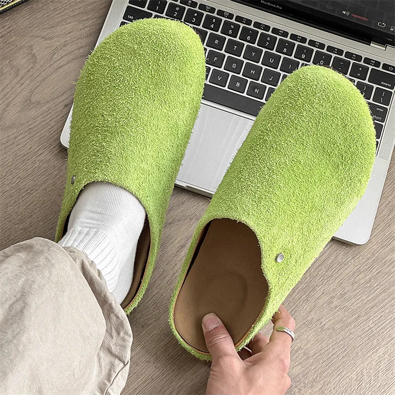 WEISHIBANGWEI Rubber Sole Slip Resistant Closed Toe Slippers Unisex Apple Green-3
