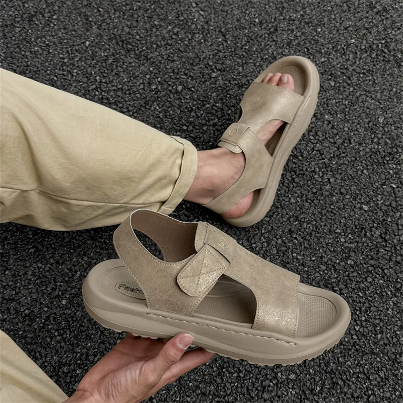 WEISHIBANGWEI Beach Sandals Men's Khaki White-2