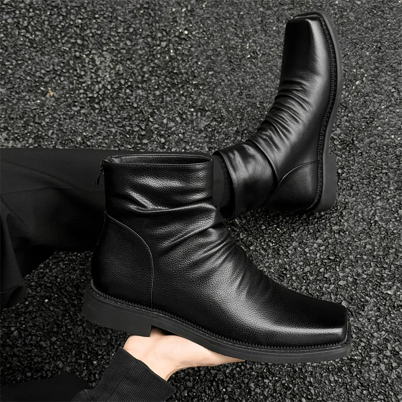 WEISHIBANGWEI Ankle Boots Unisex Black-2