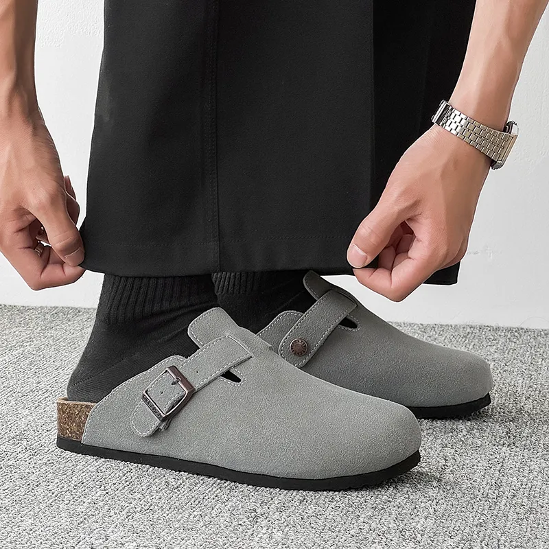 WEISHIBANGWEI Rubber Sole Closed Toe Slippers Unisex Concrete Gray-1
