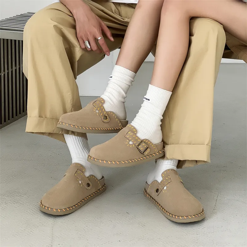 WEISHIBANGWEI Rubber Sole Slip Resistant Closed Toe Slippers Unisex Khaki Orange-1