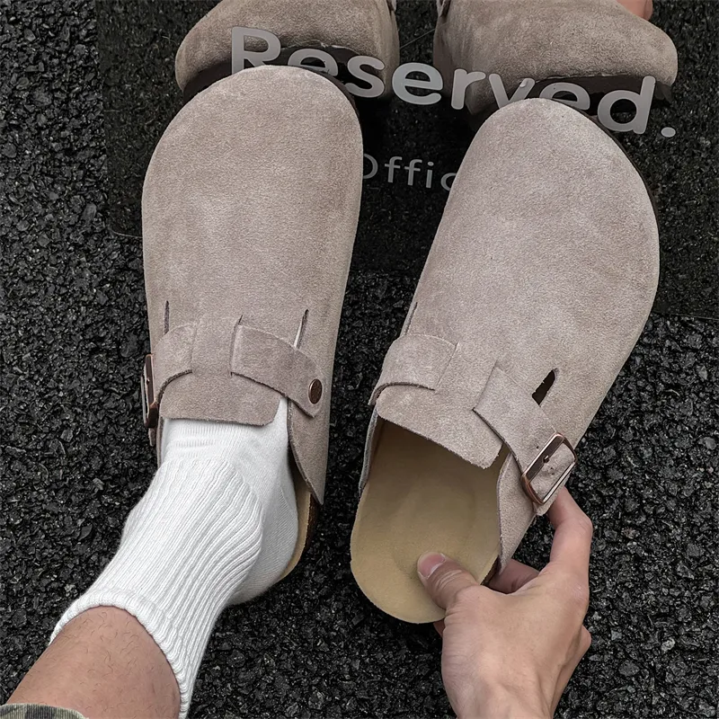 WEISHIBANGWEI Rubber Sole Slip Resistant Closed Toe Slippers Unisex Beige-1