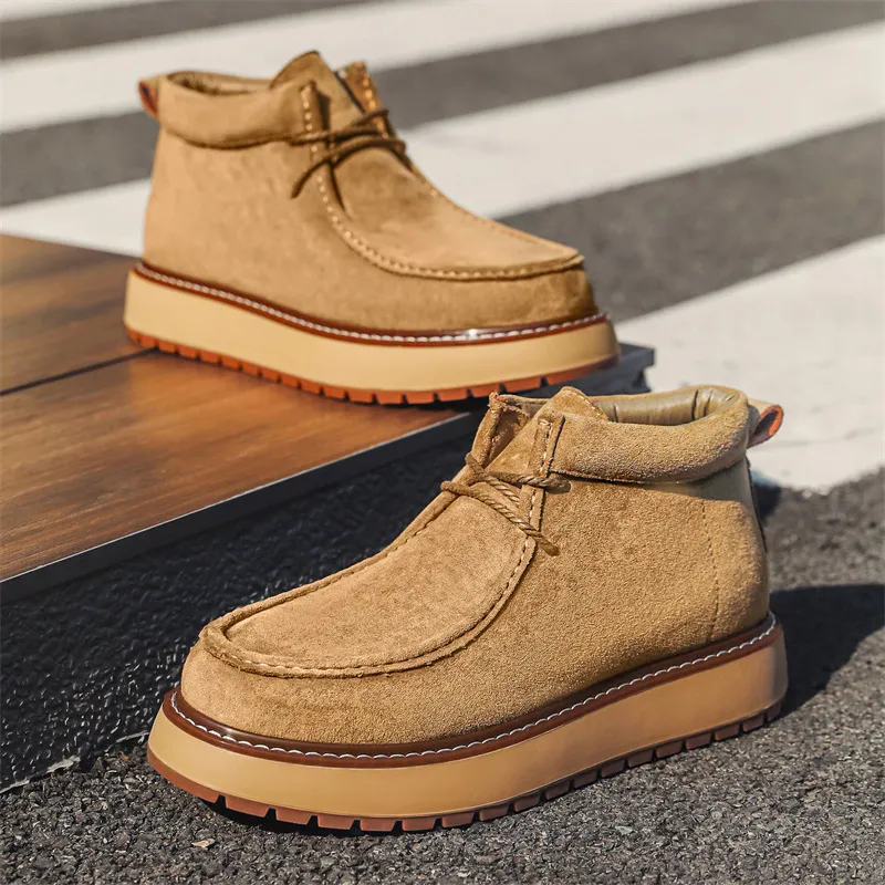 WEISHIBANGWEI Ankle Boots Men's Yellow-3