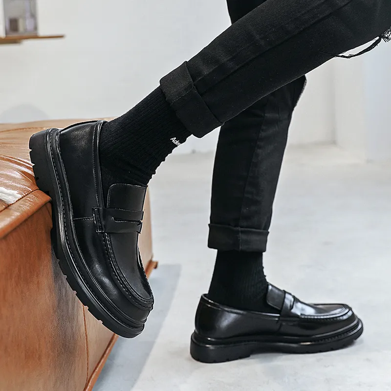 WEISHIBANGWEI Loafers Men's Black-4