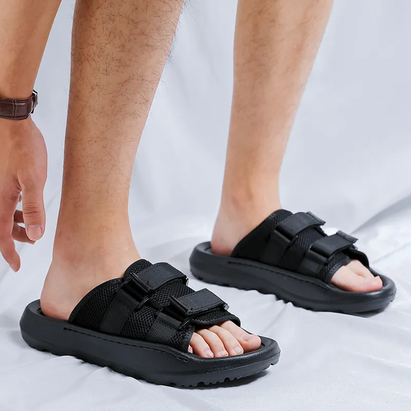 WEISHIBANGWEI Slip Resistant Odor Resistant Slide Slippers Men's Black-4