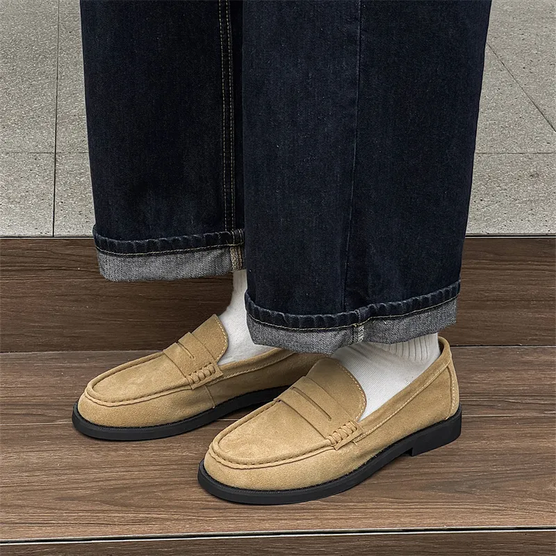 WEISHIBANGWEI Loafers Men's Beige Khaki-2