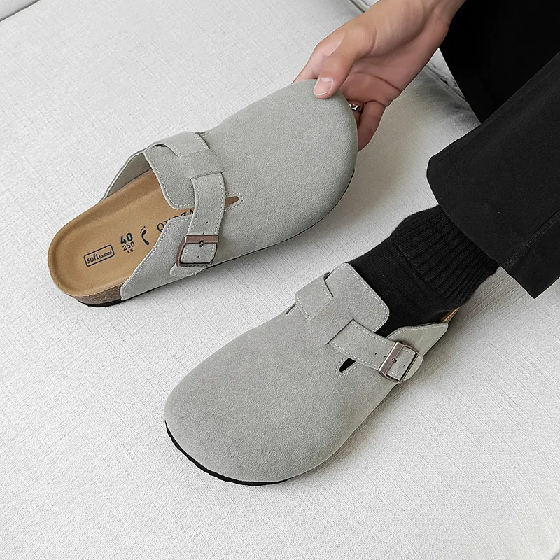 WEISHIBANGWEI Rubber Sole Closed Toe Slippers Unisex Concrete Gray-2