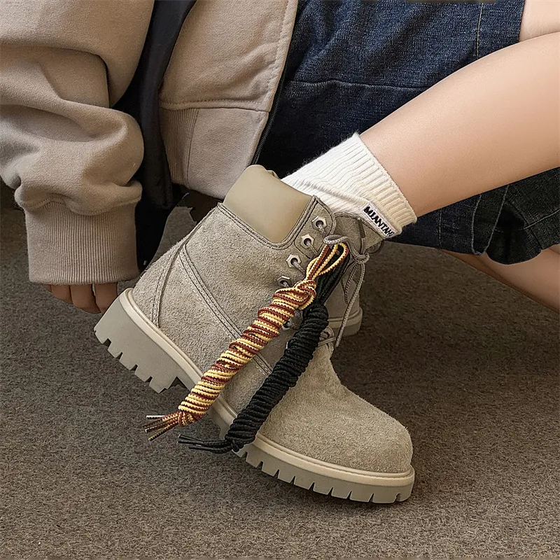 WEISHIBANGWEI Short Martin Boot Unisex Khaki-6