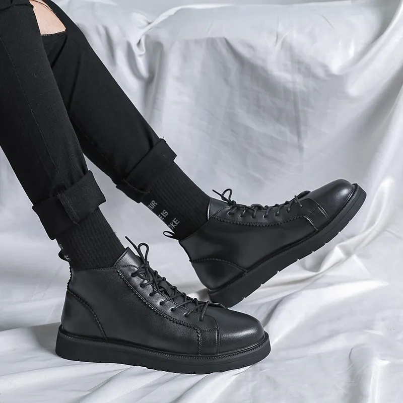 WEISHIBANGWEI Ankle Boots Men's Black-4