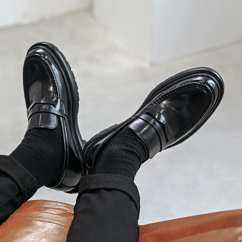 WEISHIBANGWEI Loafers Men's Black-8