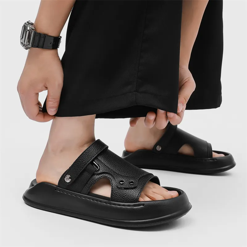 WEISHIBANGWEI Beach Sandals Men's Black-5