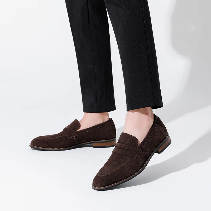 WEISHIBANGWEI Loafers Men's Dark Brown-4