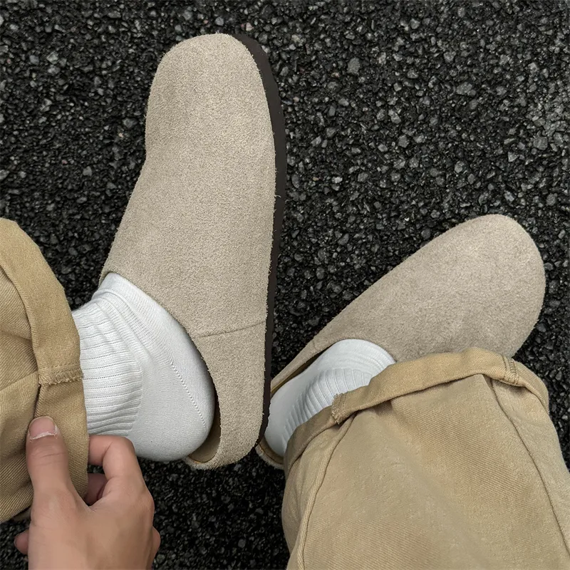 WEISHIBANGWEI Rubber Sole Slip Resistant Closed Toe Slippers Unisex Beige-5