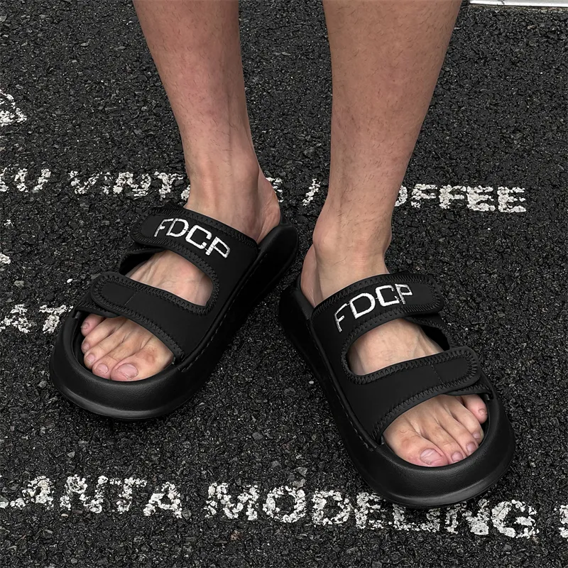 WEISHIBANGWEI Slip Resistant Odor Resistant Slide Slippers Men's Black-3