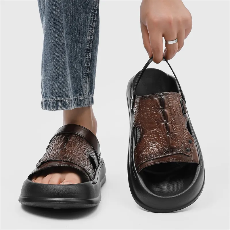 WEISHIBANGWEI Beach Sandals Men's Brown-1