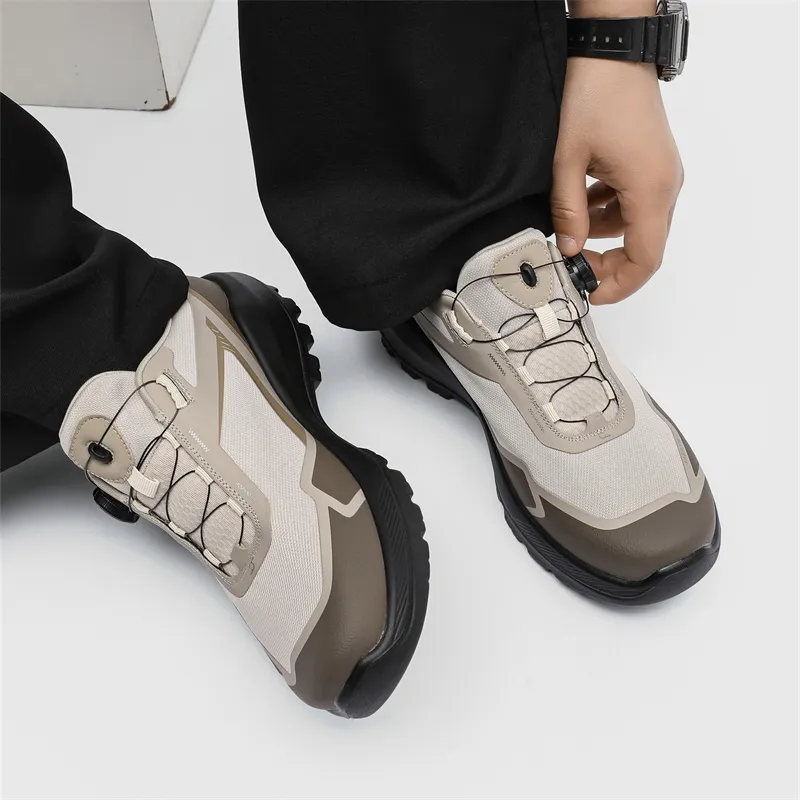WEISHIBANGWEI Anti Slip Wear Resistant Low Top Running Shoes Men's Beige-2