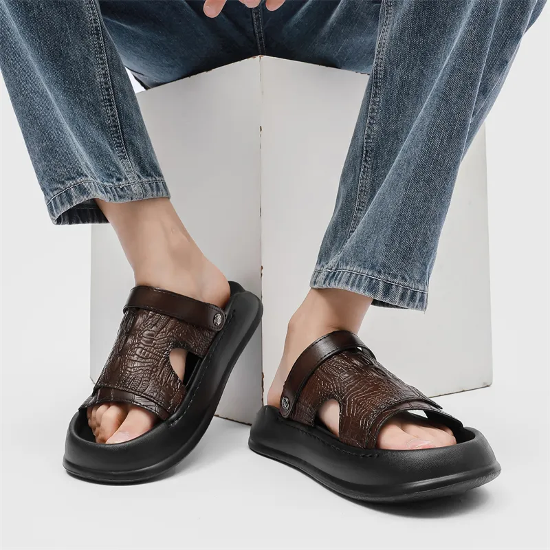 WEISHIBANGWEI Beach Sandals Men's Brown-2