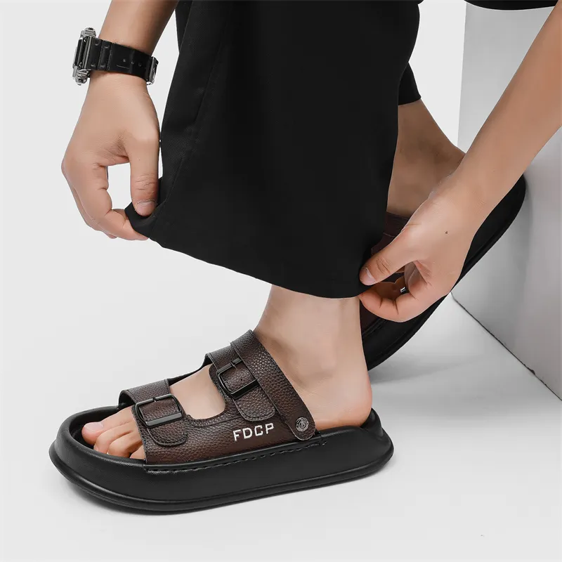 WEISHIBANGWEI Beach Sandals Men's Brown-2