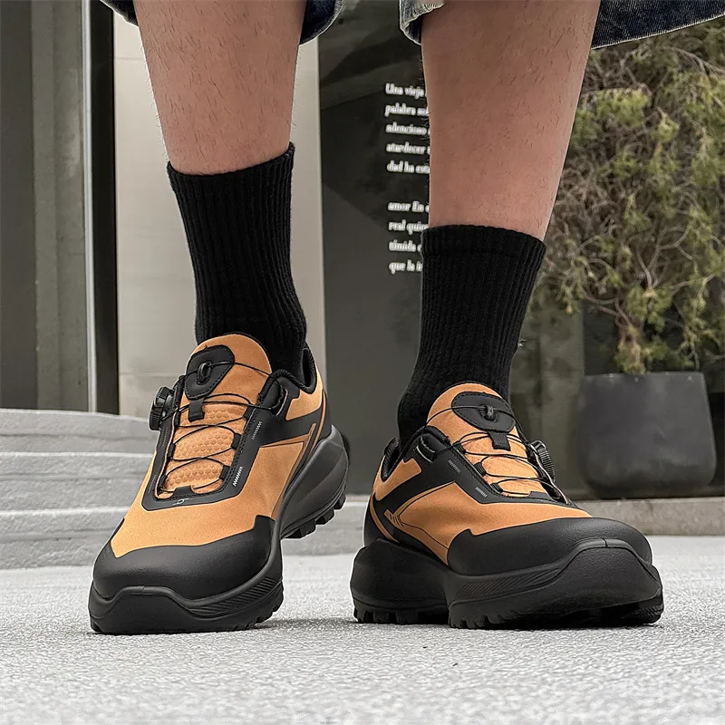 WEISHIBANGWEI Height Increasing Support Cushioning Abrasion Resistant Slip Resistant Low Top Casual Shoes Men's Yellow-5