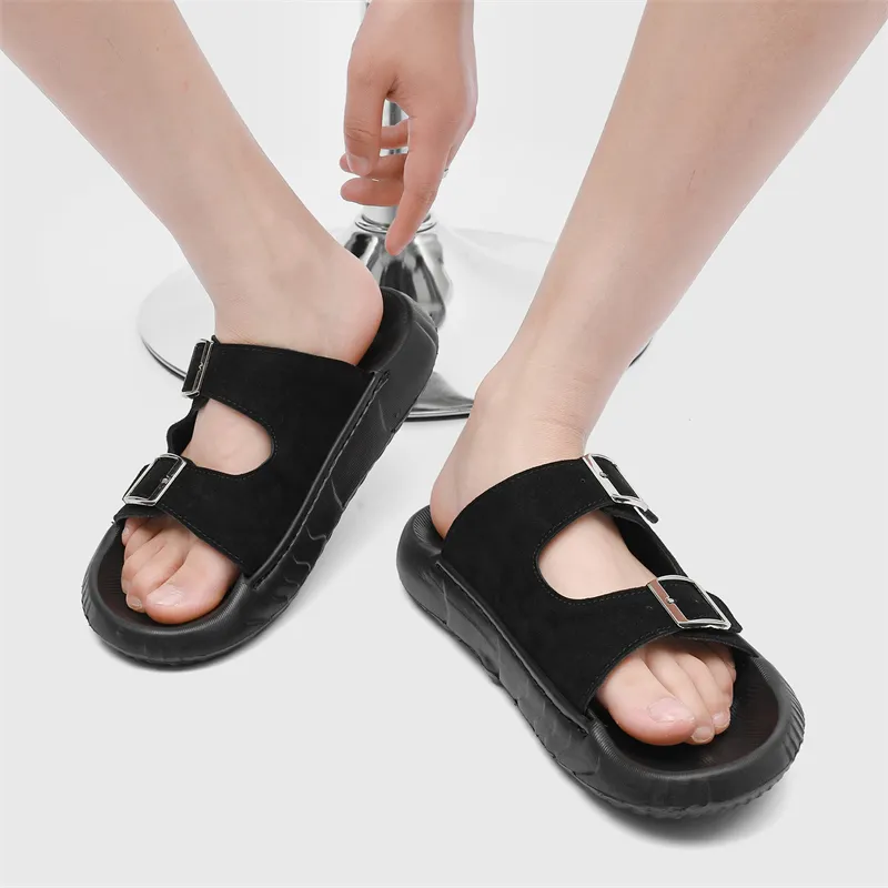 WEISHIBANGWEI Slip Resistant Odor Resistant Slide Slippers Men's Black-4