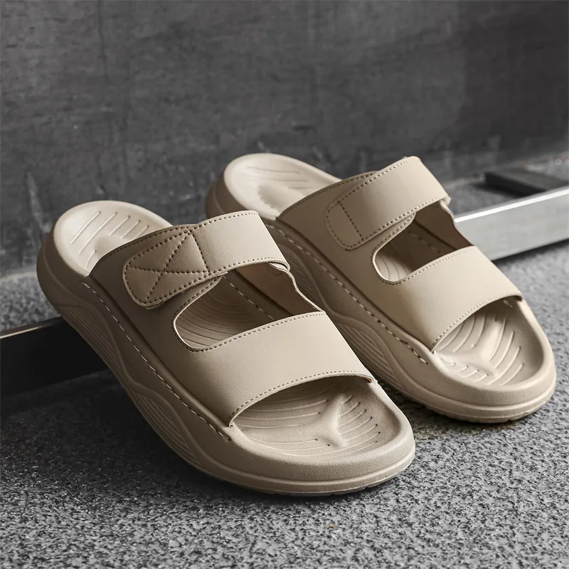 WEISHIBANGWEI Slip Resistant Abrasion Resistant Cushioning Slide Slippers Men's Black-4