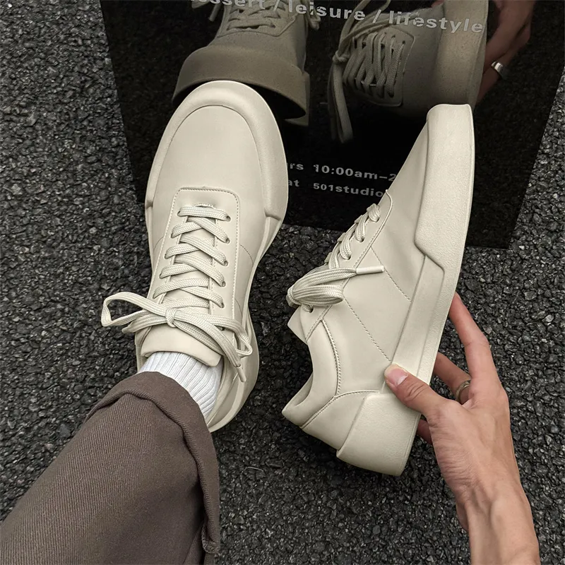 WEISHIBANGWEI Height Increasing Low Top Skateboard Shoes Unisex White-2