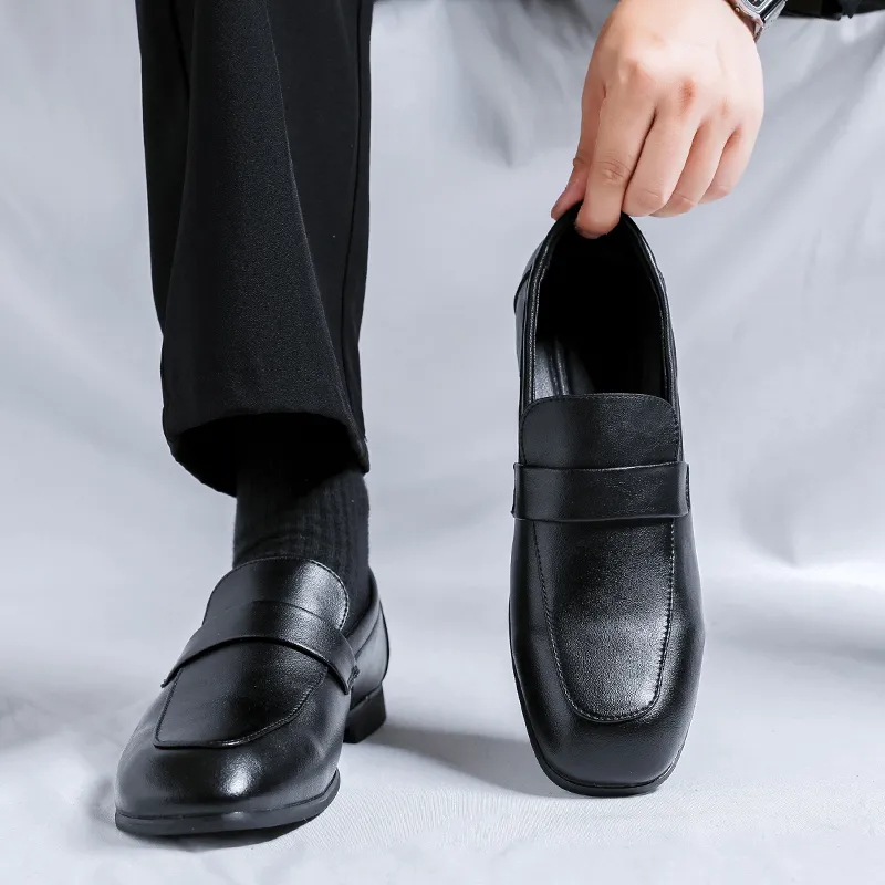 WEISHIBANGWEI Loafers Men's Black-2