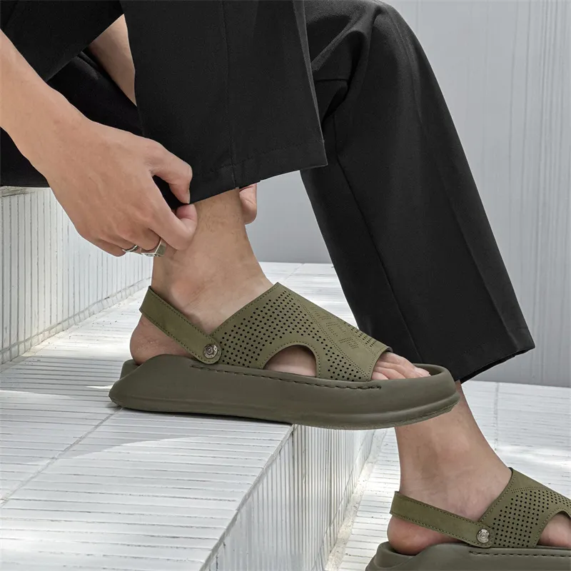 WEISHIBANGWEI Beach Sandals Men's Olive Green-3