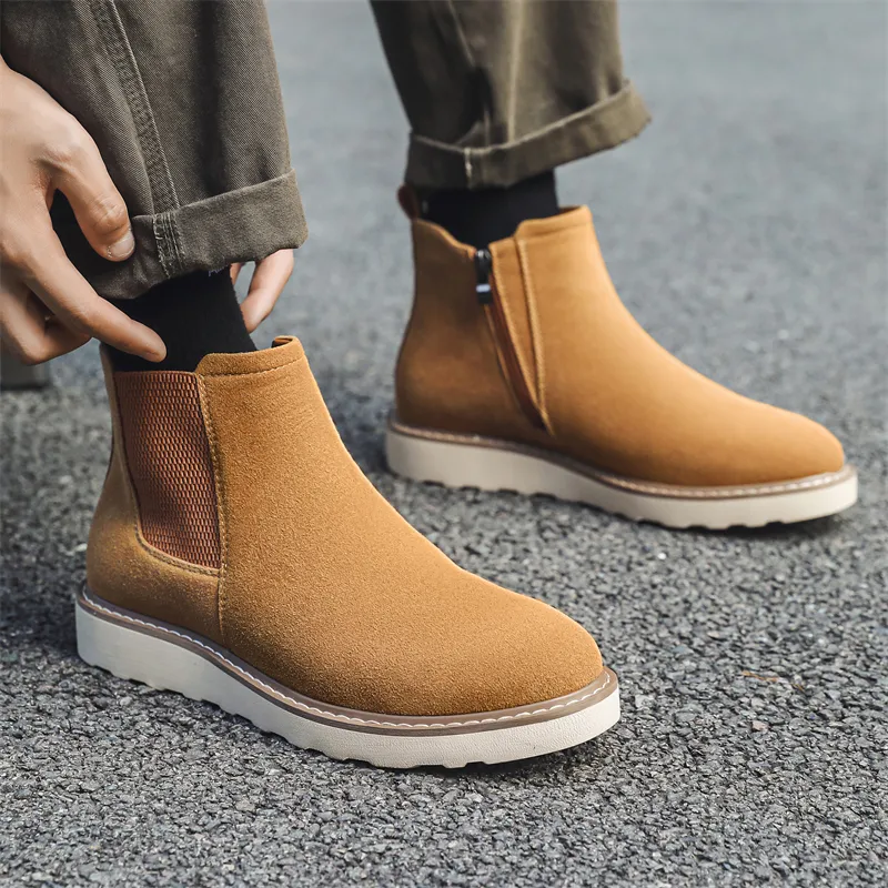 WEISHIBANGWEI Short Chelsea Boots Men's-4