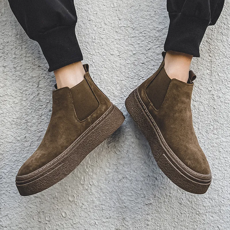 WEISHIBANGWEI Short Chelsea Boots Medium Heel Men's-16