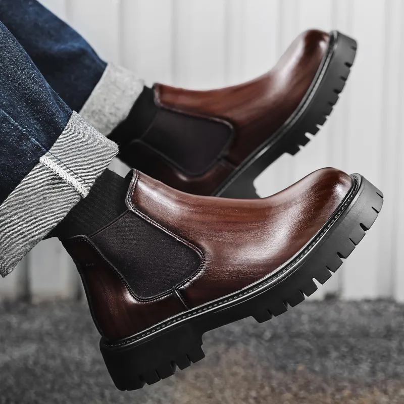 WEISHIBANGWEI Short Chelsea Boots Men's-31