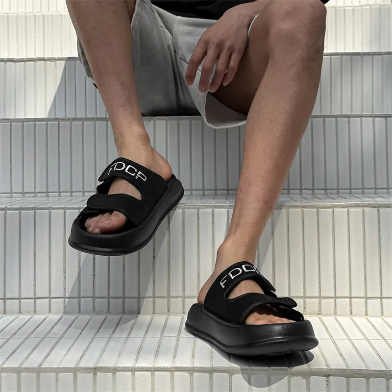WEISHIBANGWEI Slip Resistant Odor Resistant Slide Slippers Men's Black-4