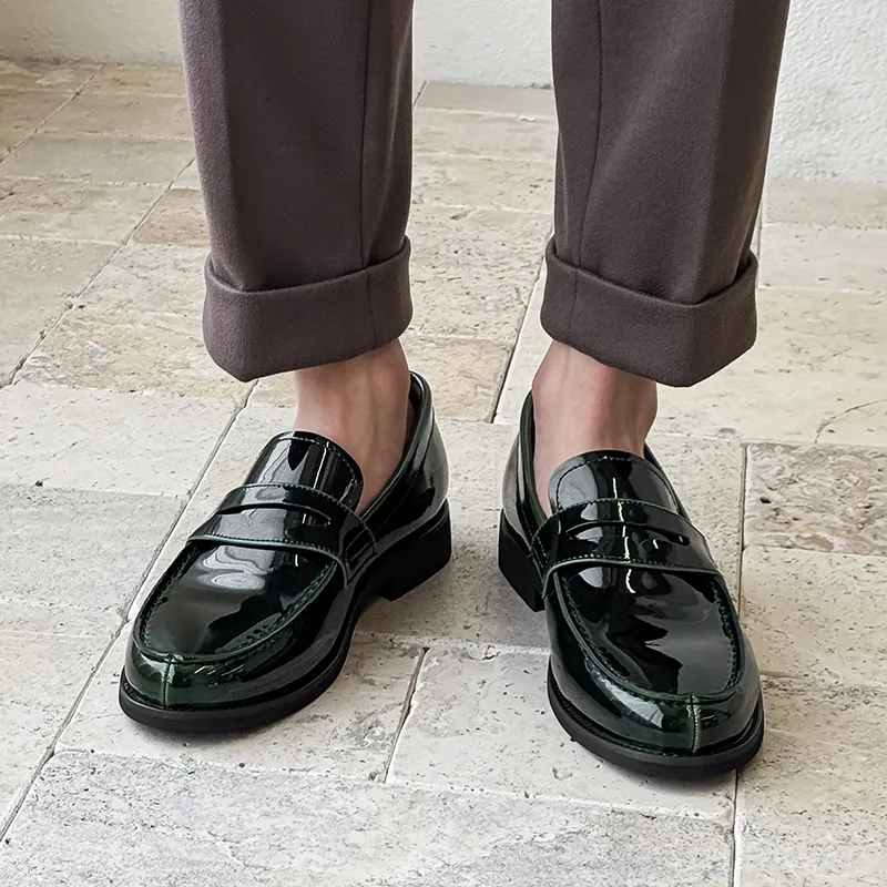 WEISHIBANGWEI Loafers Men's Green-4