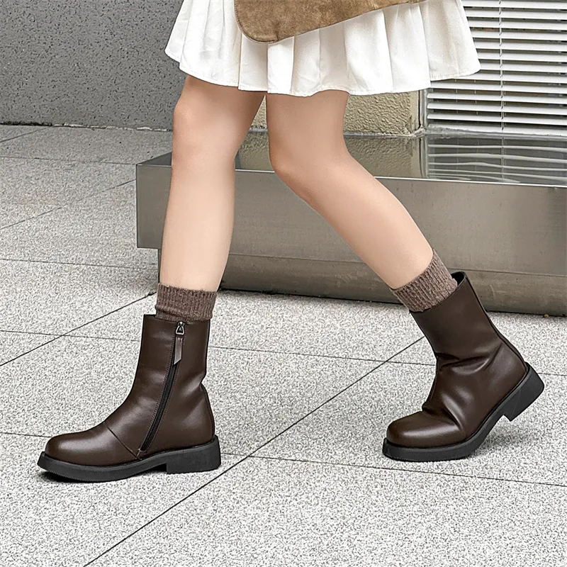 WEISHIBANGWEI Ankle Boots Unisex Brown-4