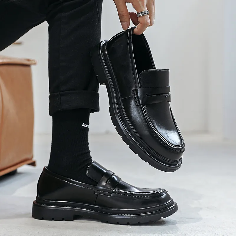 WEISHIBANGWEI Loafers Men's Black-7